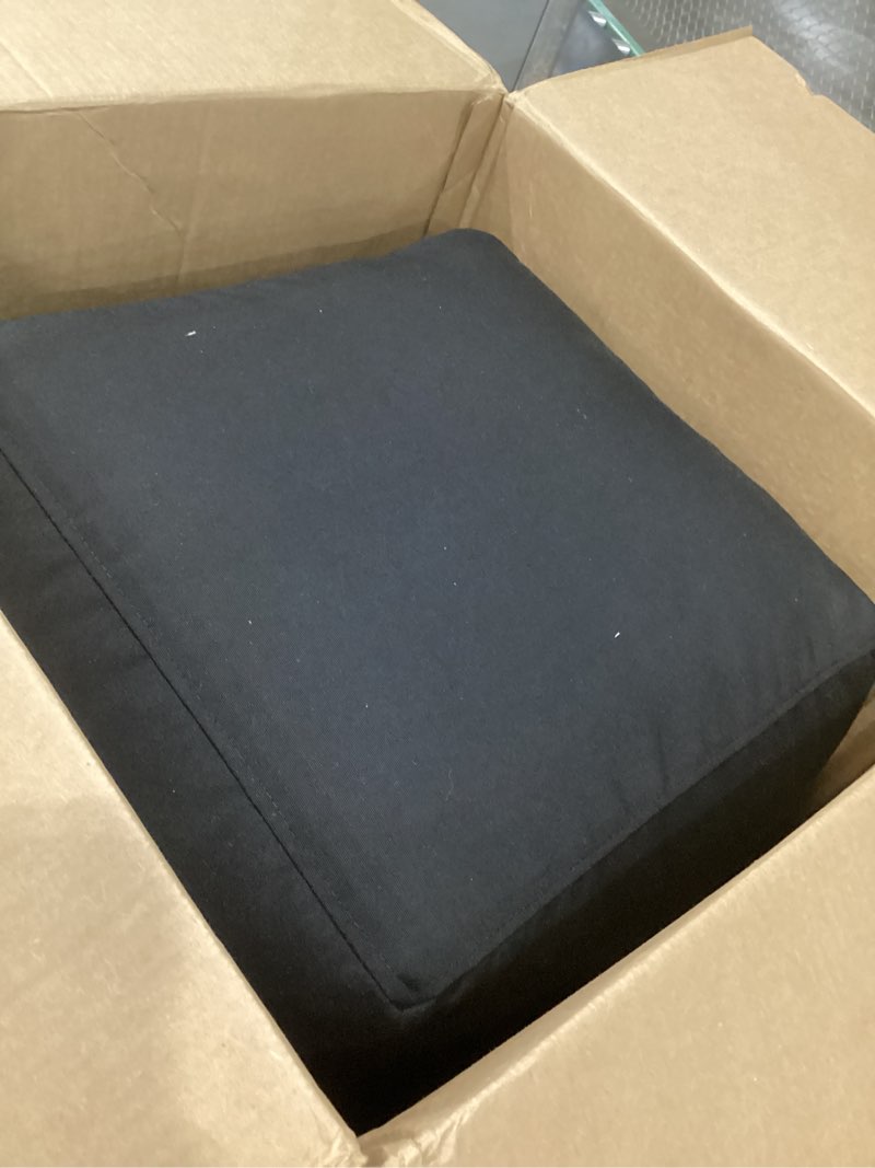 Condition photo showing Good Condition for sorra home sunbrella top stitch pouf cushion - square, outdoor stuffed plush ottoman & foot rest stool - balcony, patio, poolside furniture accessory - canvas black (17" x 17" x 17")