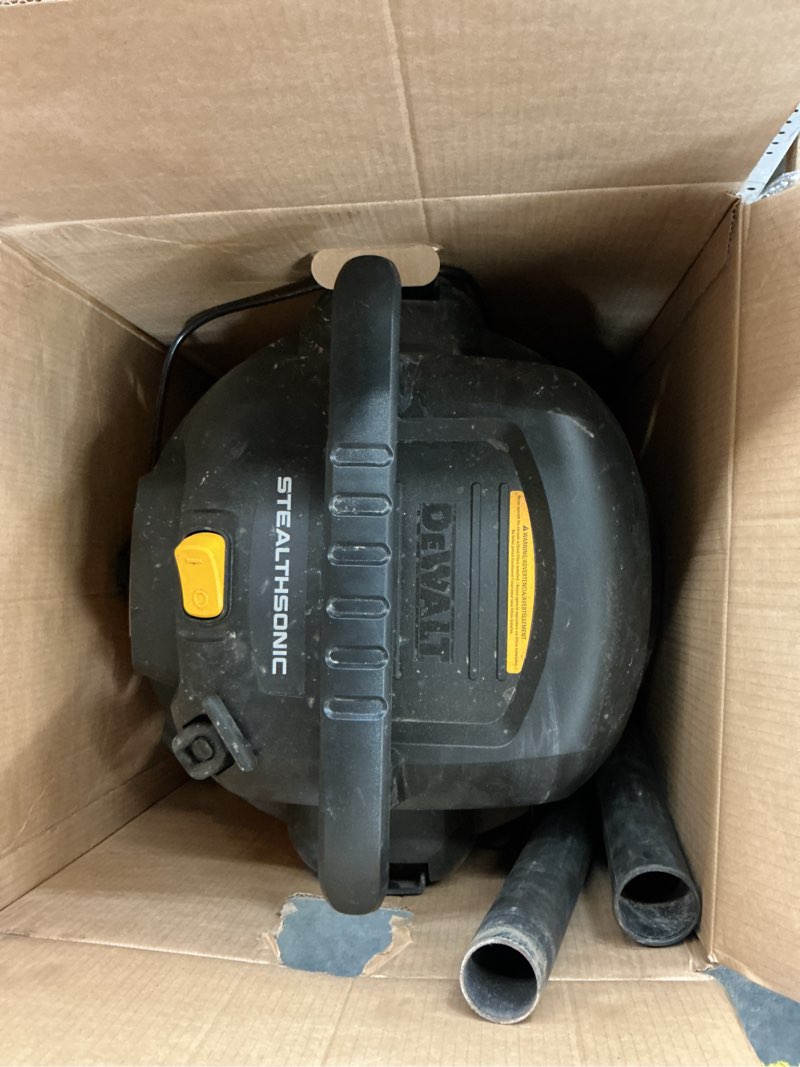 Condition photo showing As Is for dewalt stealthsonic quiet 9-gallon 5-hp corded wet/dry shop vacuum with accessories included