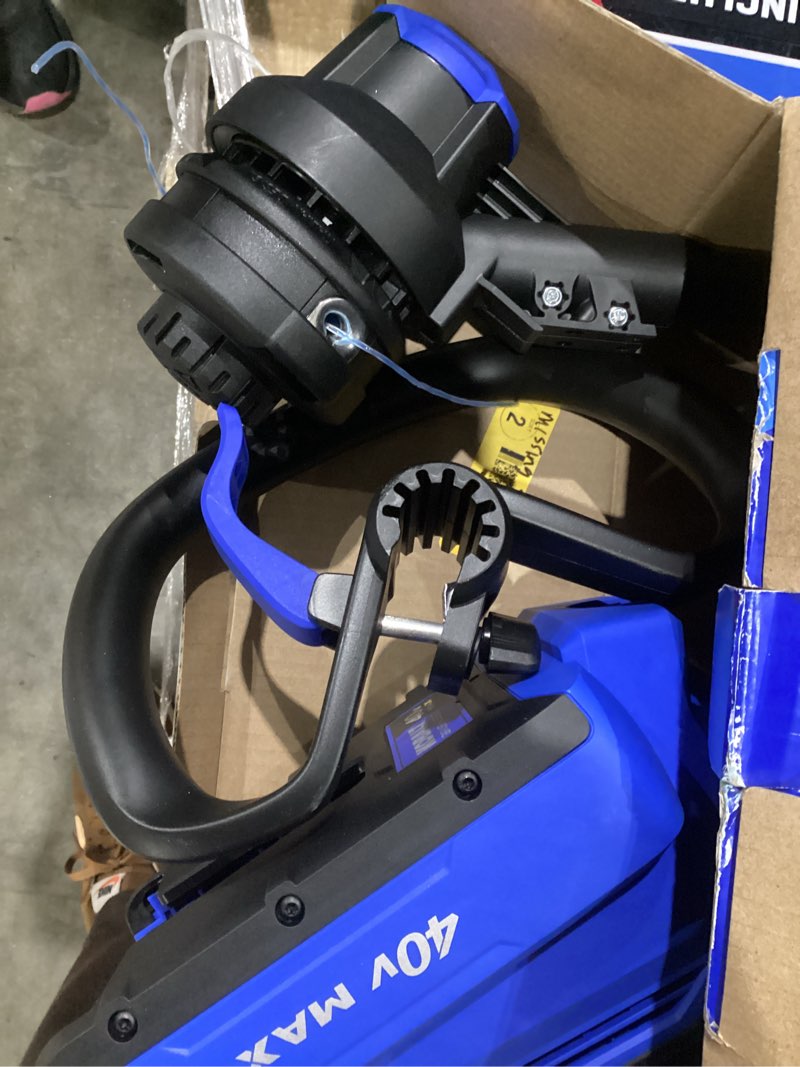 Condition photo showing As Is for kobalt gen4 40-volt 15-in straight shaft battery string trimmer 4 ah (battery and charger included)