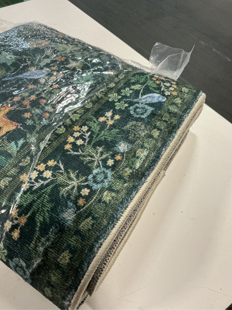Condition photo showing Good Condition for washable runners for hallways kitchen rugs: 2'x6' runner rug stain resistant non slip low pile soft carpet runners for hallways bedroom kitchen entryway indoor living room farmhouse 2' x 6' (rectangular) animal and floral-dark green