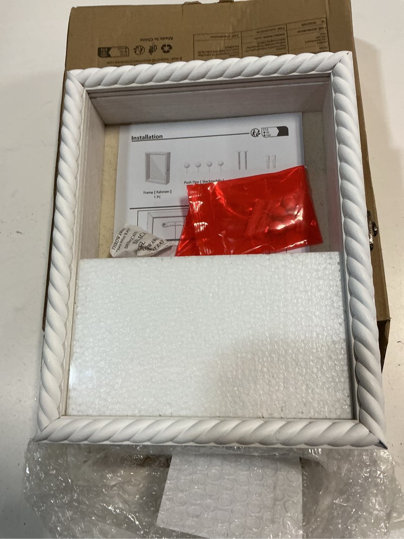 Condition photo showing Good Condition for alsonerbay shadow box frame 8 x 10, wood shadow box display case with twist shape door and glass window, deep memory box picture frame for wedding, graduations, anniversary white 8x10 white