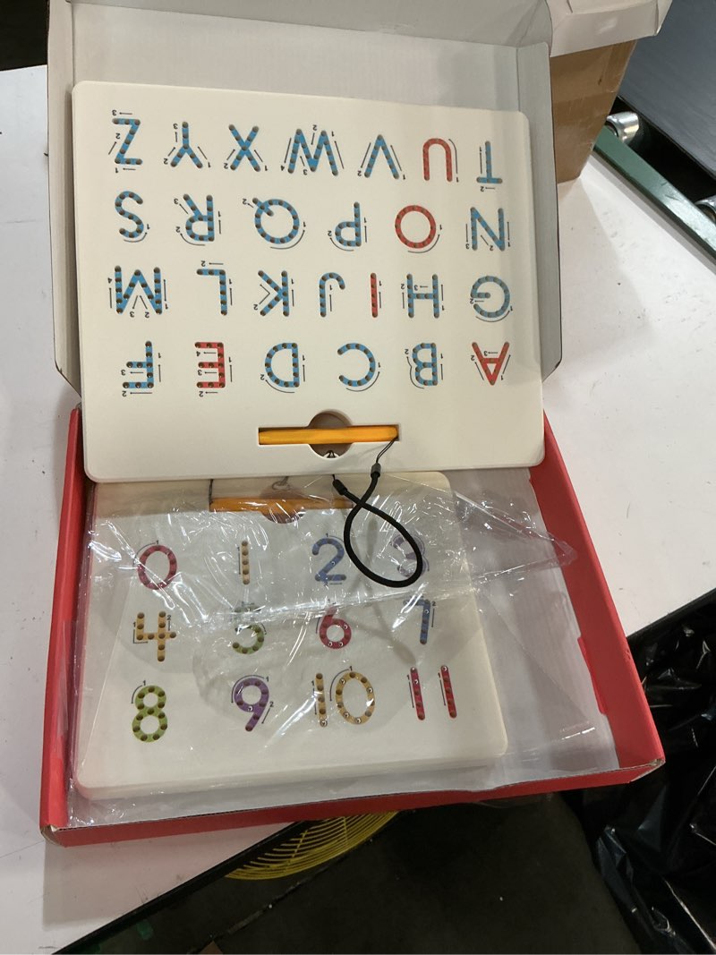 Condition photo showing Good Condition for gamenote double sided magnetic letter & number board set - alphabet & numbers tracing board for toddlers, abc uppercase & lowercase practicing, math learning, educational toys for kids letter+number