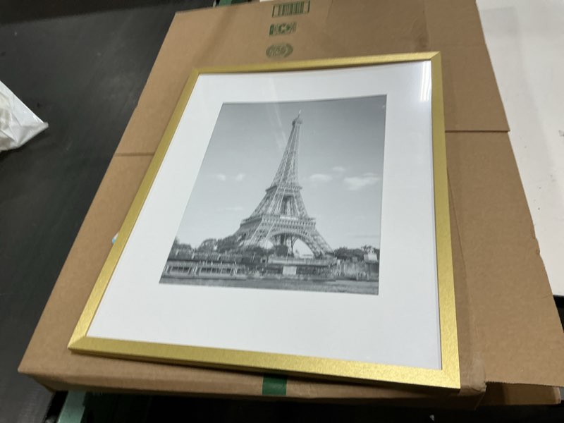 Condition photo showing As Is for upsimples 16x20 Picture Frame, Display Pictures 11x14 with Mat or 16 x 20 Without, Wall Hanging Poster Frame, Gold, 1 Pack Gold 16x20