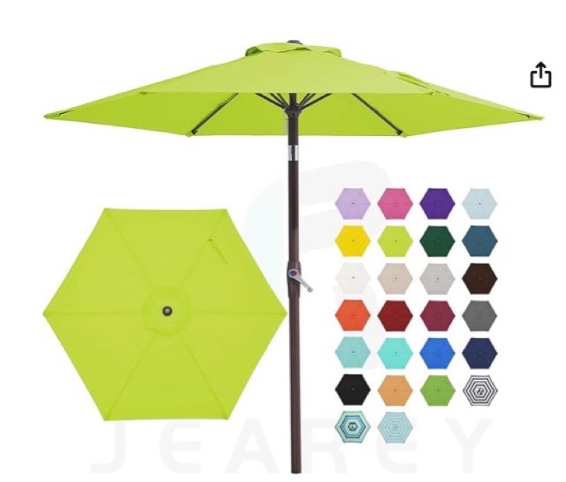 7.5FT Patio Umbrella Table Market Umbrella w/Tilt and Crank Heavy-Duty Round Outdoor Umbrellas for Garden, Deck, Backyard, Pool and Beach, Dark green Dark green 7.5FT