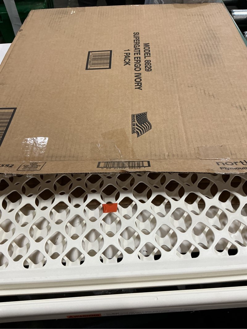Condition photo showing Good Condition for toddleroo by north states - supergate ergo baby gate: plastic baby gate for stairs & doorways - adjustable indoor safety gate - made in usa - 26 to 42 inches wide - 26 inches tall - ivory