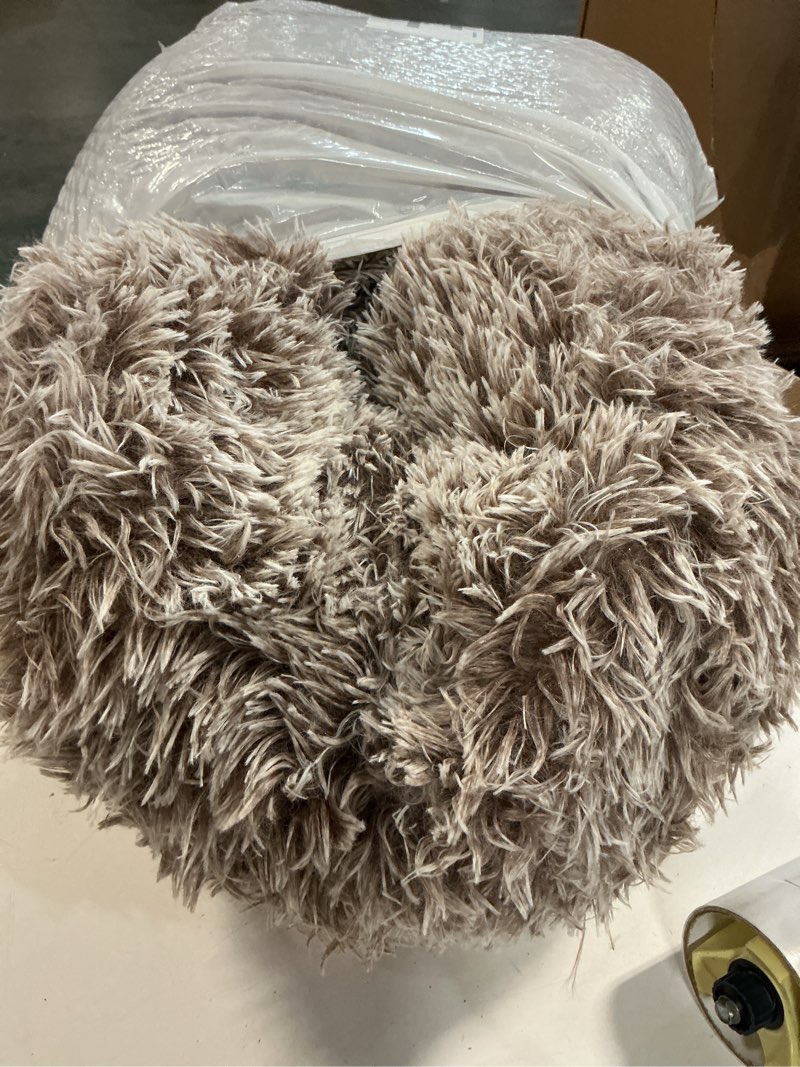 Condition photo showing As Is for JOLLYVOGUE Calming Dog Beds Large Sized Dog, 36in Donut Washable Large Pet Bed, Anti-Slip & Anti-Anxiety Fluffy Faux Fur Round Dogs Bed, Fits up to 80 lbs Pets (Smoke Brown) Smoke Brown 36.0"L x 36.0"W x 8.0"Th