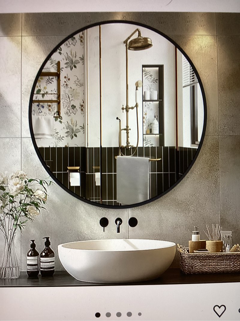 Black Frame Mirror, Bathroom Mirrors for Wall,26'' Round Circle Mirror for Entryway Bedroom Vanity(2