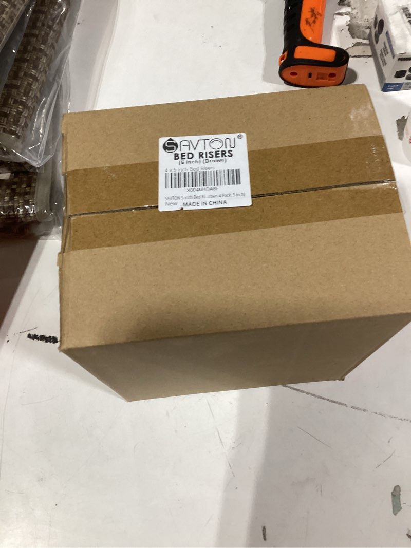 Condition photo showing New/Like New for Similar product round Wood Bed Furniture Risers 4 Inch Heavy Duty Risers, Supports up to 6,000 Lbs, for Sofa Couch Desk Chair Table Base Raising Space, Convenient Store and Cleaning, Pack of 4 Brown