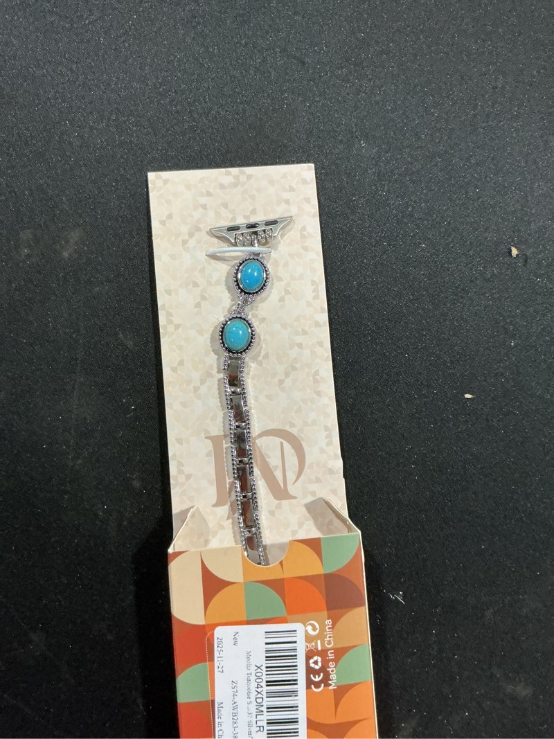 Condition photo showing Good Condition for Moolia Turquoise Stone Bracelet Compatible with Apple Watch Band 42/41/40/38/46/45/44/49mm Women Metal Handmade Adjustable Replacement for iWatch Series 11 10 9 8 7 6 5 4 3 2 1 SE/Ultra?1/2/3? 38/40/41/42mm(Series 11/10) Silver/Turquoise