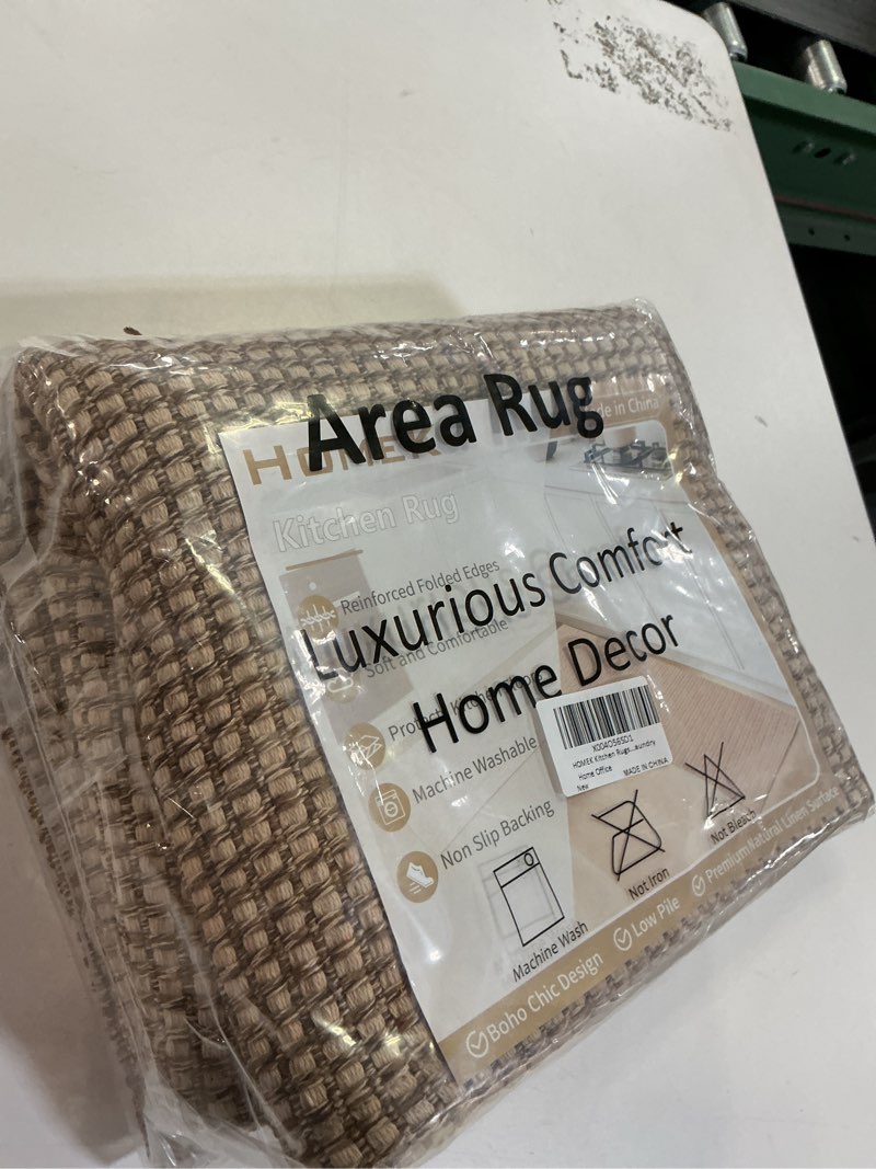 Condition photo showing Good Condition for Kitchen Rugs and Mats Non Skid Washable [2PCS] (17.3" x 30"+ 17.3" x 48"), Absorbent Kitchen Floor Mats, Boho Cotton Kitchen Runner Rugs Comfort Standing Mat for Sink Hallway Laundry 17.3"x 30"+17.3"x48" Brown