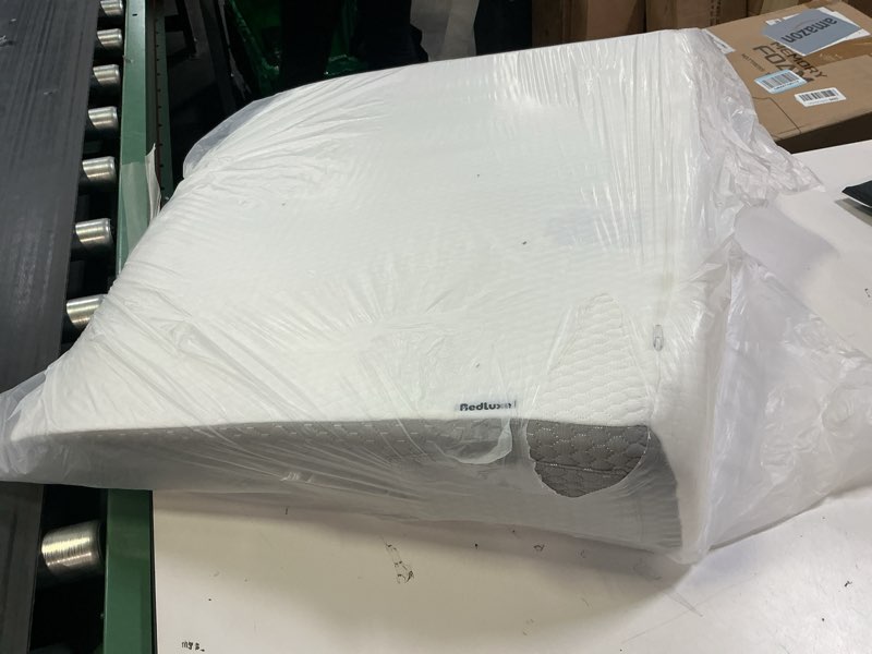 Condition photo showing Good Condition for Bedluxe Wedge Pillow, 8 inch Bed Wedge Pillow for Headboard, Pillow Wedge for Acid Reflux Relief, Sleeping, After Surgery, Snoring, Gerd, Triangle Pillow Wedge - Cooling Memory Foam Top, White/Grey 24*24*8 Inch White Grey