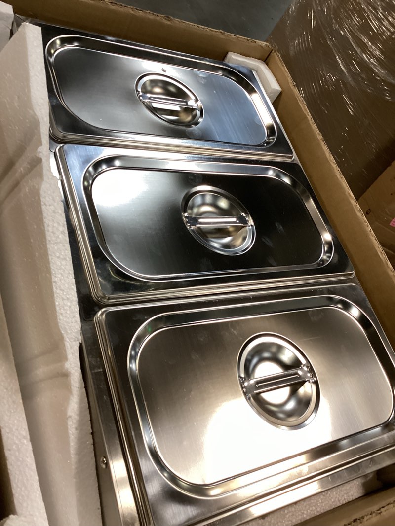 Condition photo showing Good Condition for 3-Pan Commercial Food Warmer – 1500W Electric Stainless Steel Food Warmer, 6.9 QT Steam Table Pan with 86-185°F Temp Control for Catering, Restaurants, Buffets (21 QT Total Capacity)