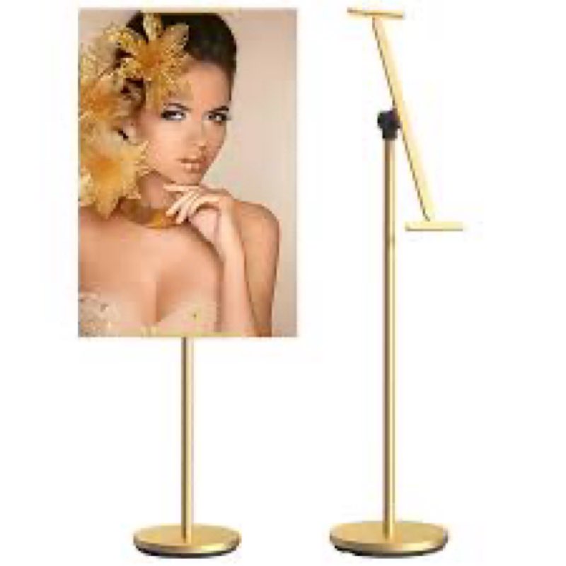 heavy duty multi-angle adjustable metal painting easel stand,sign holder stand,poster stand with round base- outdoor floor standing indoor display holder(black)