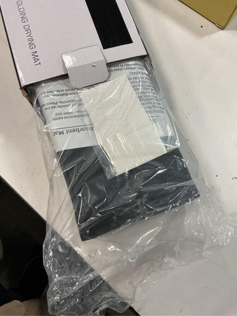 Condition photo showing New/Like New for stone drying mat for kitchen counter-super absorbent pu dish drying mat, quick dry stone mat kitchen for dishes, bottles & cups, large foldable stone dish drying mat, non-slip kitchen mat 24" x 16" pu-black (1 mat)