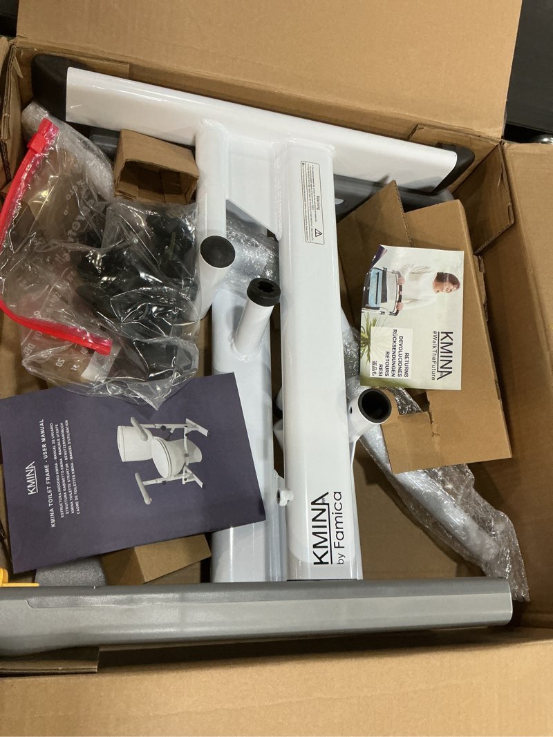 Condition photo showing Good Condition for KMINA Toilet Safety Rails for Seniors, Heavy Duty Frame with Handles, Adjustable Height and Width, Handicap Grab Bars