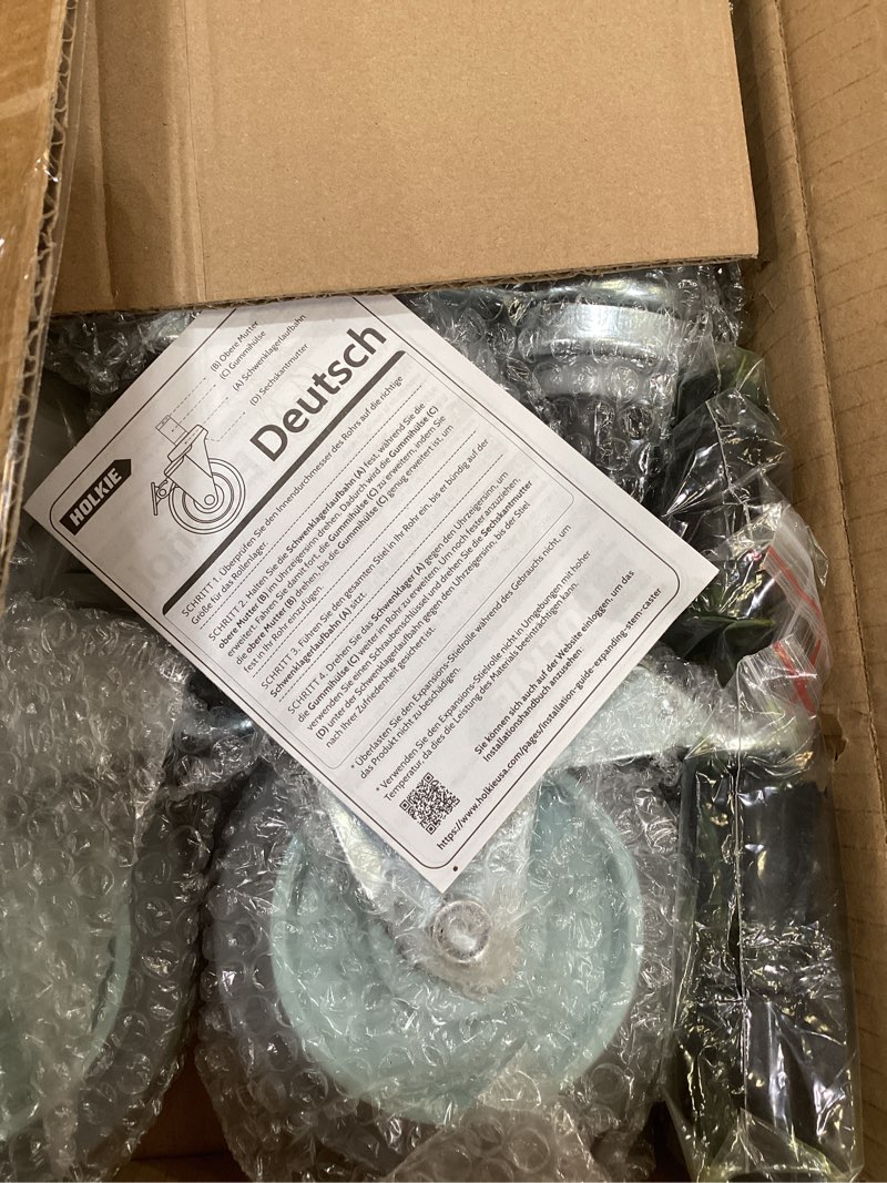 Condition photo showing Good Condition for holkie caster wheels locking 5 inch expanding stem casters, threaded swivel casters set of 4 heavy duty castors, fit 1", 1-1/4", 1-2/5",1-1/2", 1-5/8" id stainless steel table, cart, furniture legs 5inch(4pack)