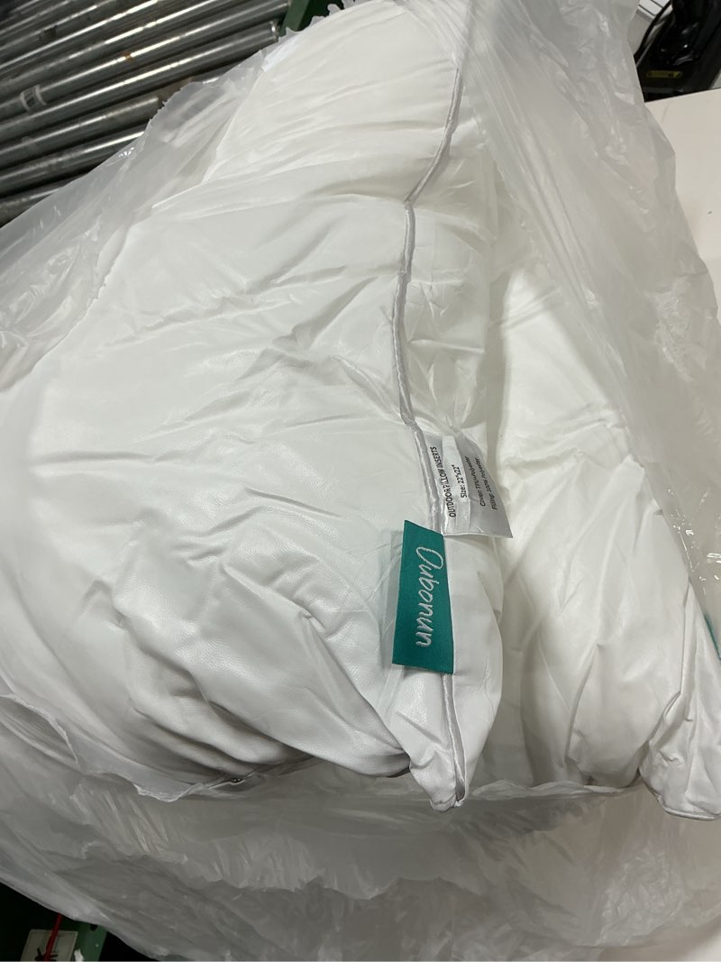 Condition photo showing Good Condition for oubonun 22x22 outdoor pillow inserts (pack of 2) - square waterproof throw pillow - decorative throw pillows insert for couch sofa bed patio furniture - white pillows