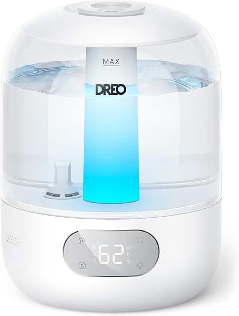 Dreo Humidifiers for Bedroom, 3L Top Fill Cool Mist Humidifiers, 30Hr Quite Runtime, Humidity Sensor