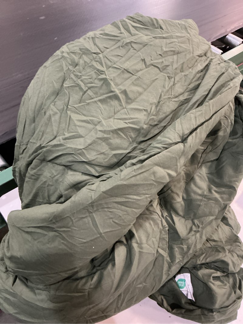 Condition photo showing As Is for bedsure twin/twin xl comforter set, dark green soft prewashed bedding for all seasons, 2 pieces gentlesoft™ bed set, 1 lightweight comforter (68"x88") and 1 pillowcase (20"x26")