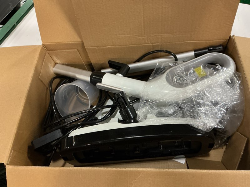 Condition photo showing As Is for 12-in-1 steam mop, detachable handheld steam cleaner for home, 23ft cord, 3 steam modes & led display, steam mops for floor cleaning, bathroom, windows, sofas, clothes, tile grout, carpets, furniture white