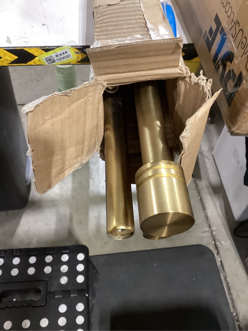 Condition photo showing Good Condition for Double Curtain Rods 72-144 Inches for Windows, 1 Inch Diameter Adjustable Heavy Duty Drapery Rod with Aluminum Alloy Brackets and Finials, Modern Stylish Dual Curtains Rod, Brushed Gold Brushed Gold 72"-144"