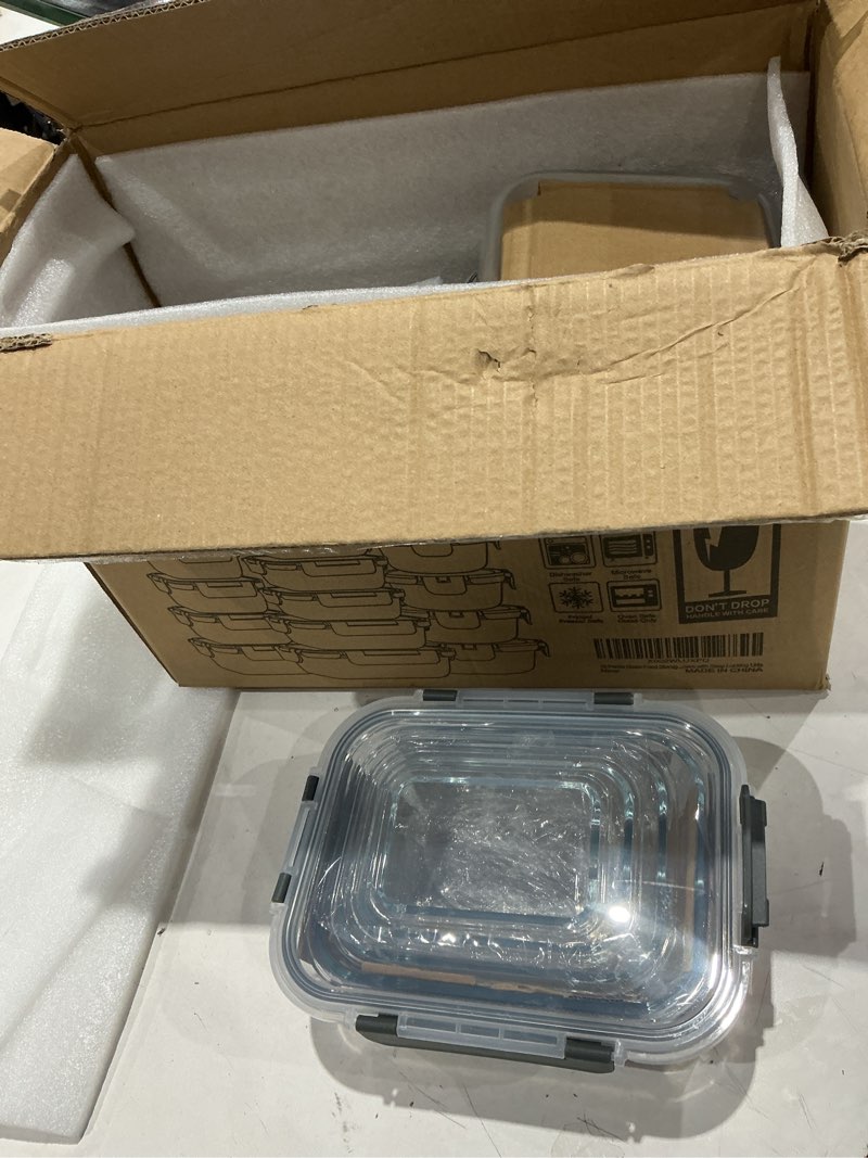 Condition photo showing Good Condition for m mcirco 30 pieces glass food storage containers with snap locking lids,glass meal prep containers set - airtight lunch containers, microwave, oven, freezer and dishwasher gray
