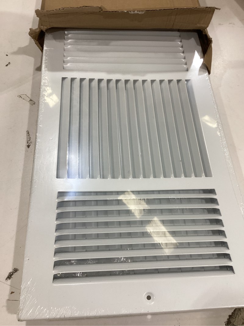 Condition photo showing Good Condition for fits 16x8 duct opening 3 way steel air supply diffuser by handua | register vent cover grille for sidewall and ceiling | white | outer dimensions: 17.75" x 9.75" 1 16" x 8" duct size