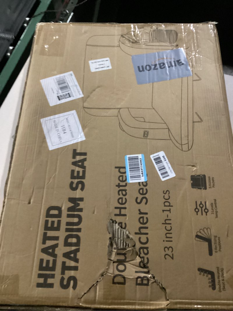 Condition photo showing New/Like New for HOPERAN Dual-Sided Heated Stadium Seats for Bleachers with Back Support, 3 Levels Heating Stadium Seating for Bleachers Seat with Backrest, 5 Pockets Portable Stadium Chair for Outdoor Black 23"