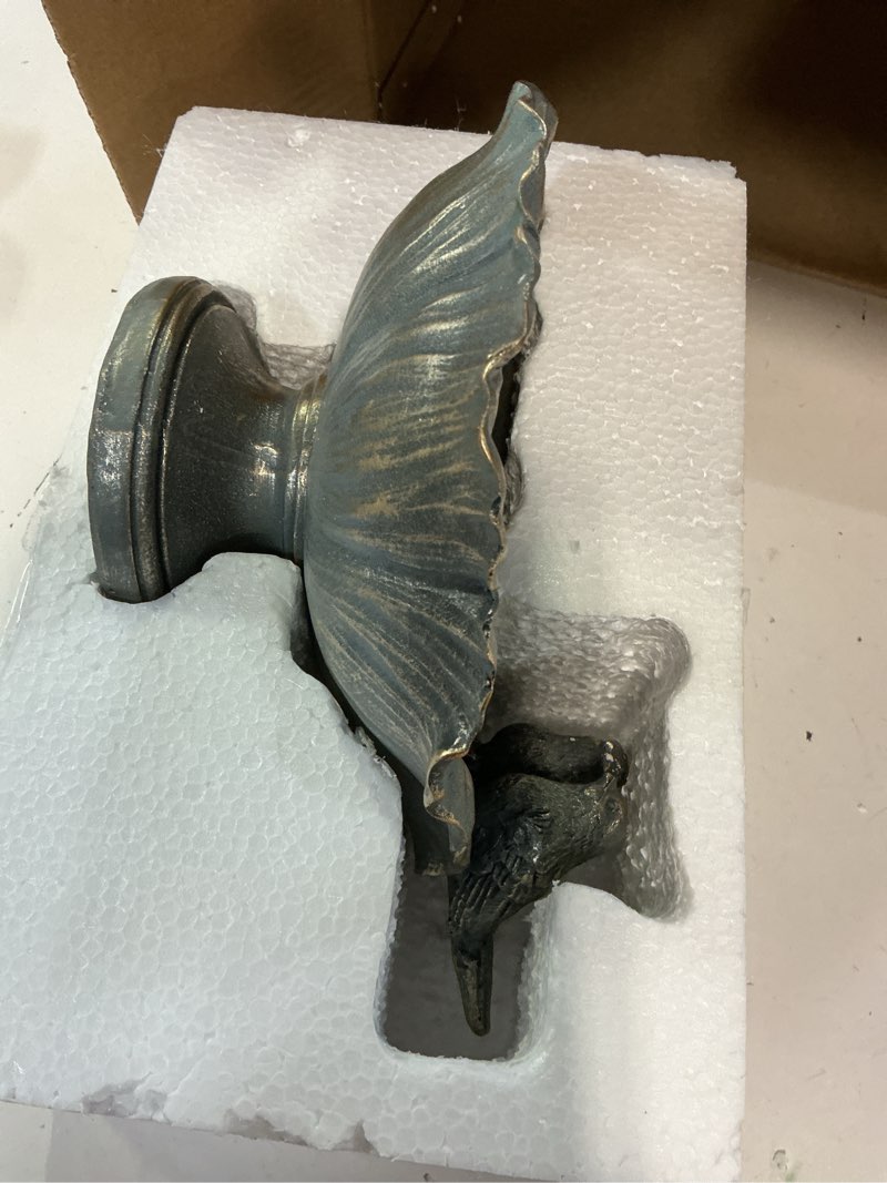 Condition photo showing Good Condition for bird baths for outdoors, resin pedestal bird bath bowl with bird accents, garden decoration bird feeder for patio, lawn, yard, or table decor hummingbird feeder