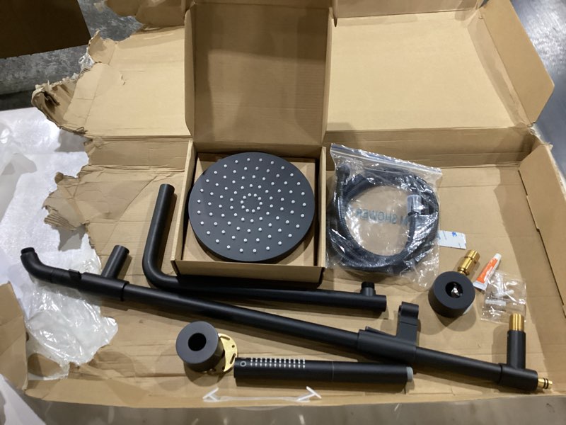 Condition photo showing Good Condition for Kona 8" Rain Shower Head with Handheld Spray Wand - Brushed Nickel Finish - 8" Rain Showerhead with Handheld Sprayer, 2-Function Handshower Wand on Adjustable Slider, Matte Black Shower Head, 1.8 GPM