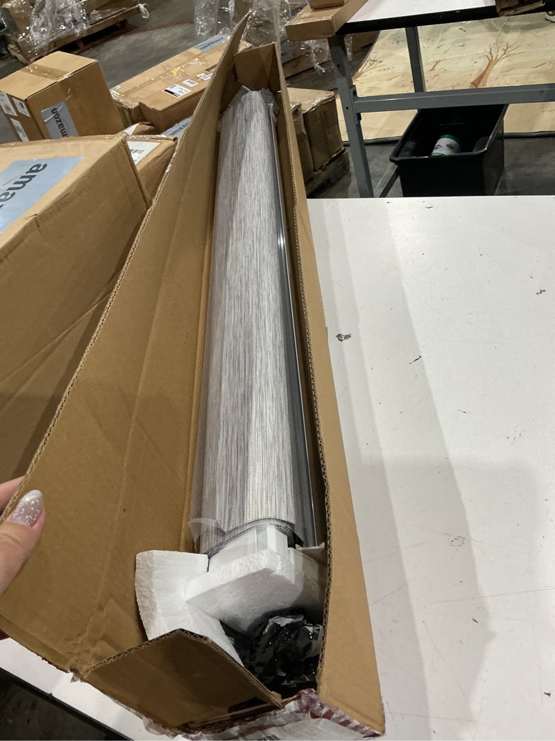 Condition photo showing As Is for shadesu cordless zebra blinds roller shades, grey, 36" w x 72" h | cordless safety design,free stop zebra shades, light filtering, privacy, modern style, window treatment,aluminium headrail 02- grey ( cordless ) 36"w x 72"h