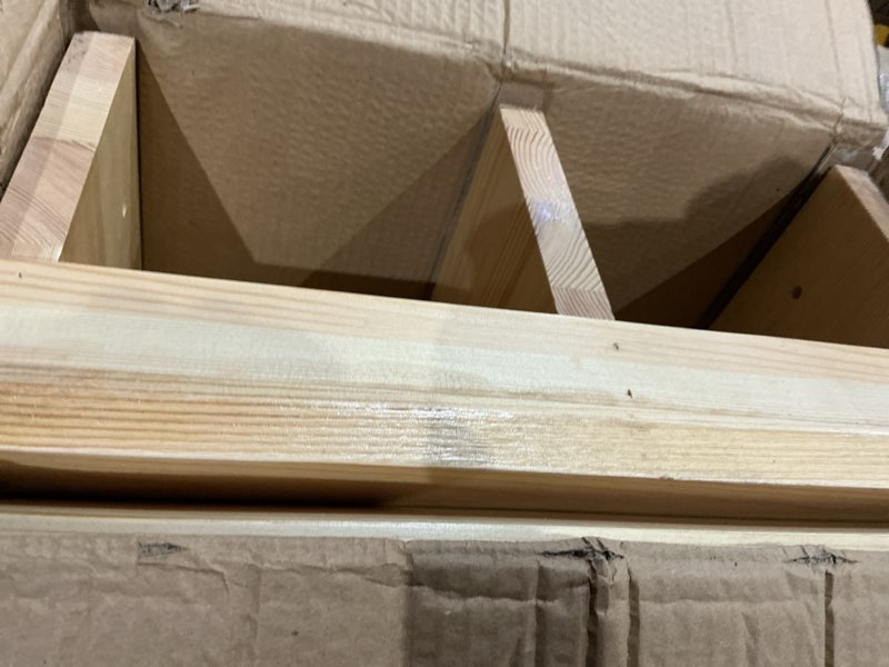 Condition photo showing Good Condition for 9" rise wooden threshold ramp for home steps, door ramp for wheelchair/walker/cart/scooter, multipurpose door ramp with non-slip stripes(35.4" w*9.0" h, solid wood, 800lbs capacity) 9in*2
