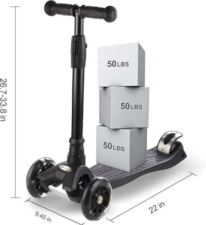 Condition photo showing Good Condition for kick scooter kids scooter 3 wheel scooter, 4 height adjustable pu wheels extra wide deck best gifts for kids, boys girls