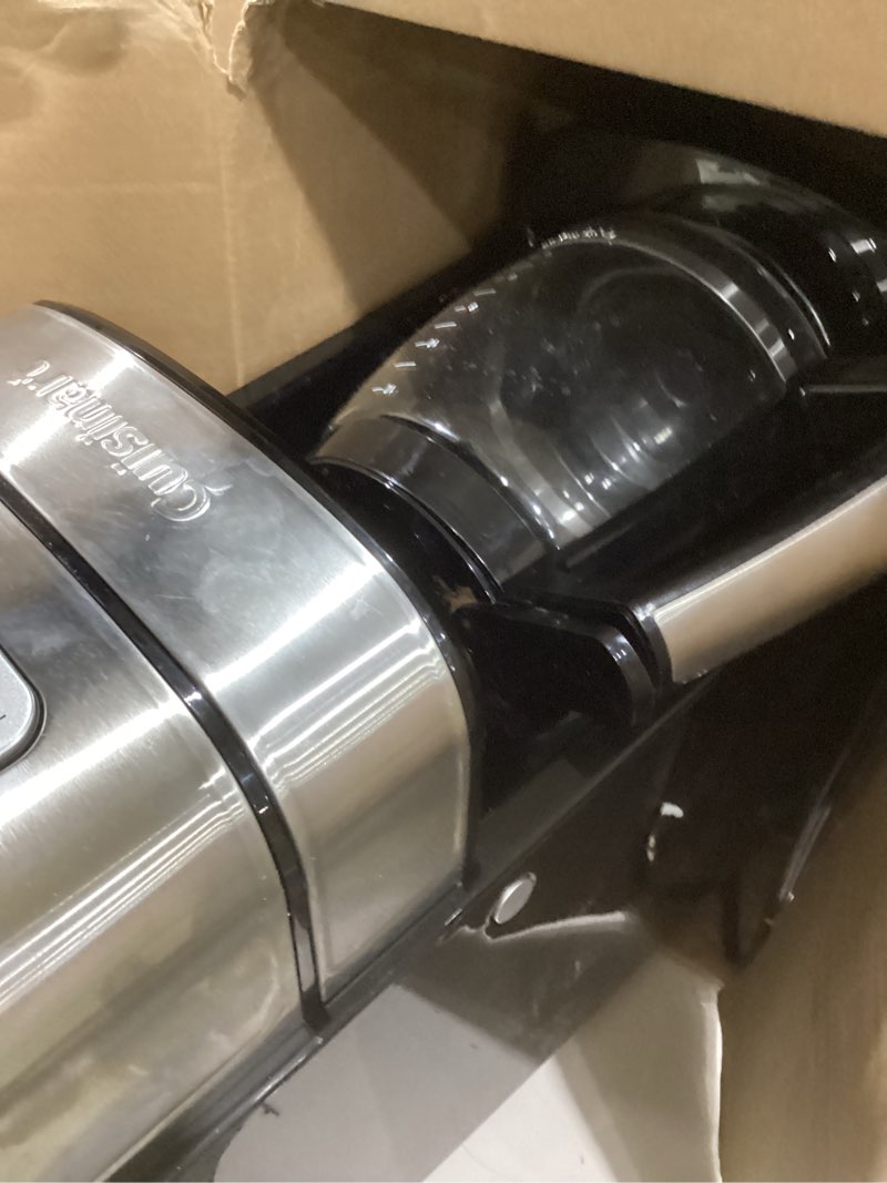 Condition photo showing As Is for Cuisinart Automatic Grind & Brew 12-Cup Coffee Maker with Blade Grinder, Programmable Coffee Machine Glass Carafe with 1-4 Cup Setting, Brew Pause, Grind-Off Option, DGB-400NAS, Black/Stainless Steel 12-Cup Glass Automatic Grind & Brew Black/Stainless