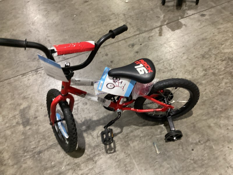 Condition photo showing As Is for huffy 16 in. rock it kids bike for boy ages 4 and up, child, red
