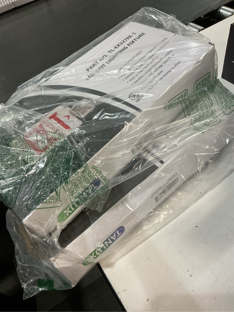 Condition photo showing Good Condition for tanlux red exit sign with emergency lights, led light with battery backup, ul listed, ac 120/277v, commercial combo for business - 2 pack 2 pack white housing+red letter