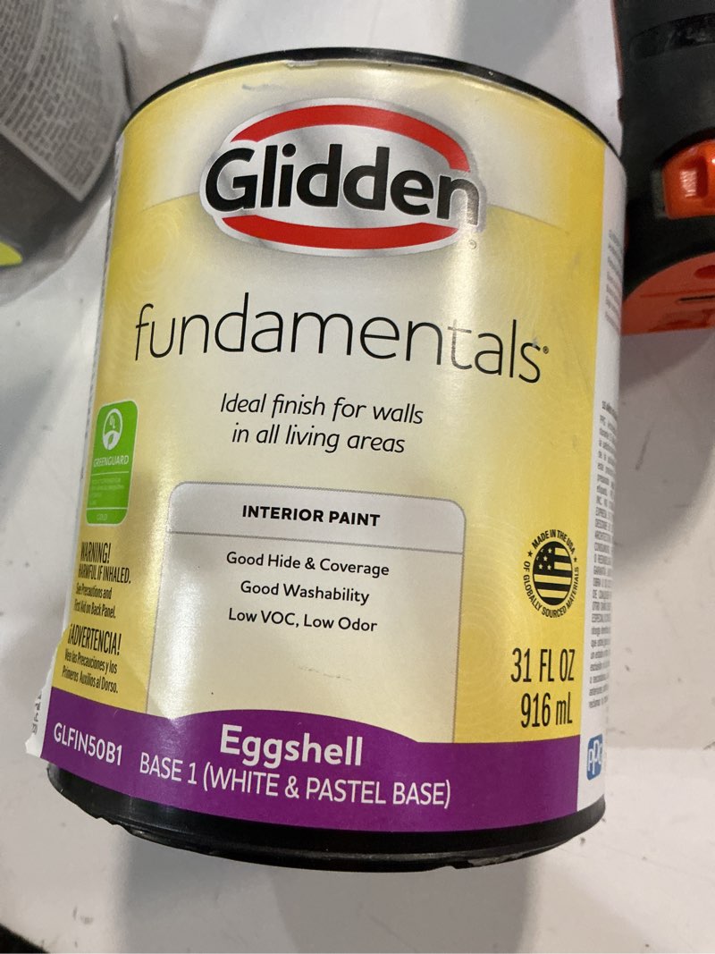 Condition photo showing Good Condition for glidden fundamentals 1 quart tintable base 3 eggshell interior paint