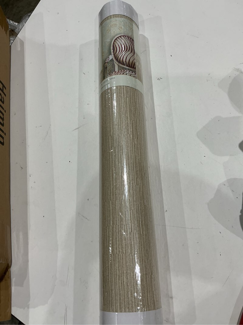 Condition photo showing New/Like New for haimin grasscloth wallpaper peel and stick 20.9in x 393in fabric contact paper wall paper textured wallpaper horizontal stripes look self-adhesive thick vinyl embossed (beige)
