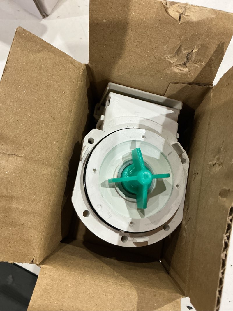 Condition photo showing As Is for new a00126401 bpx1-90e drain pump assembly fit for frigidaire ken-more cro-sley dishwasher by ami parts replaces ap5690431 5304492415 ps8689824 154736201