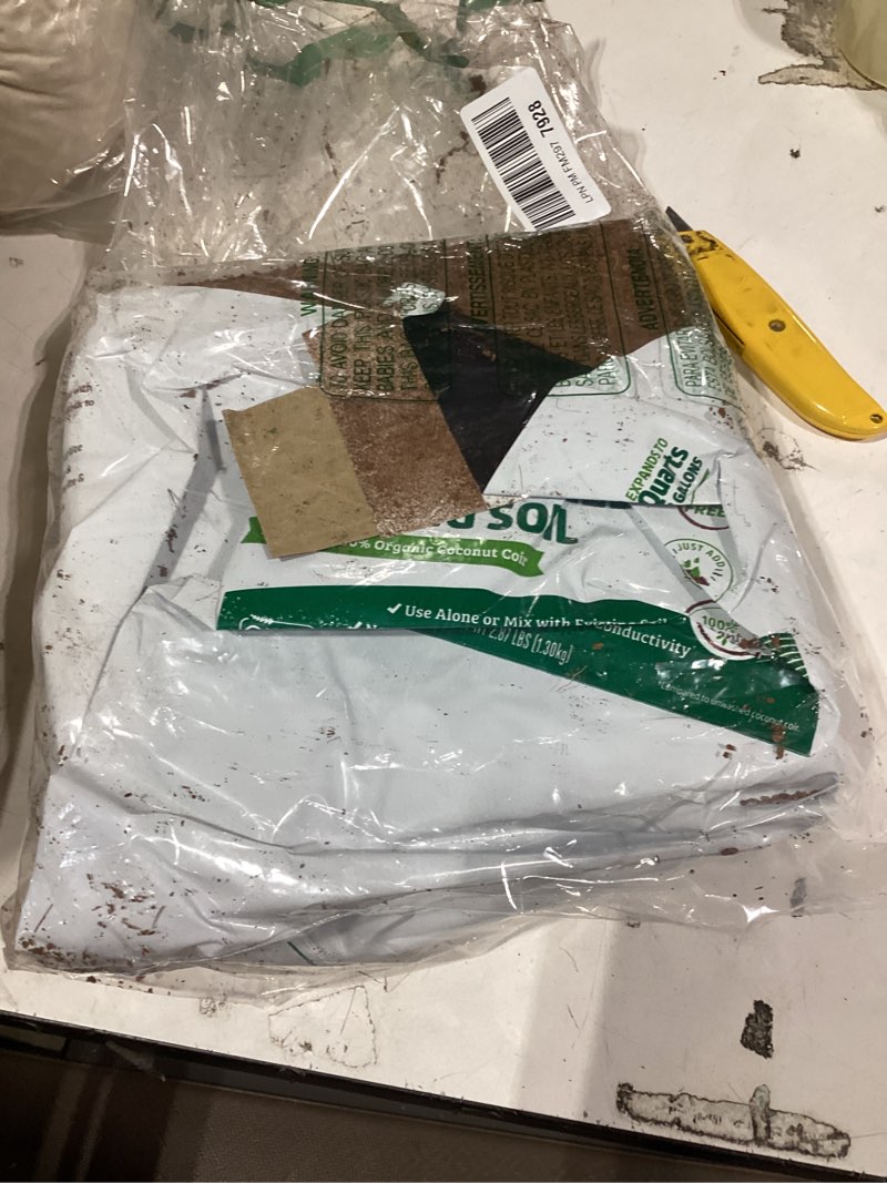 Condition photo showing As Is for back to the roots organic seed starting, compressed block expands to 12 quarts, made for herbs, veggies, flowers seed starting mix 12 quart