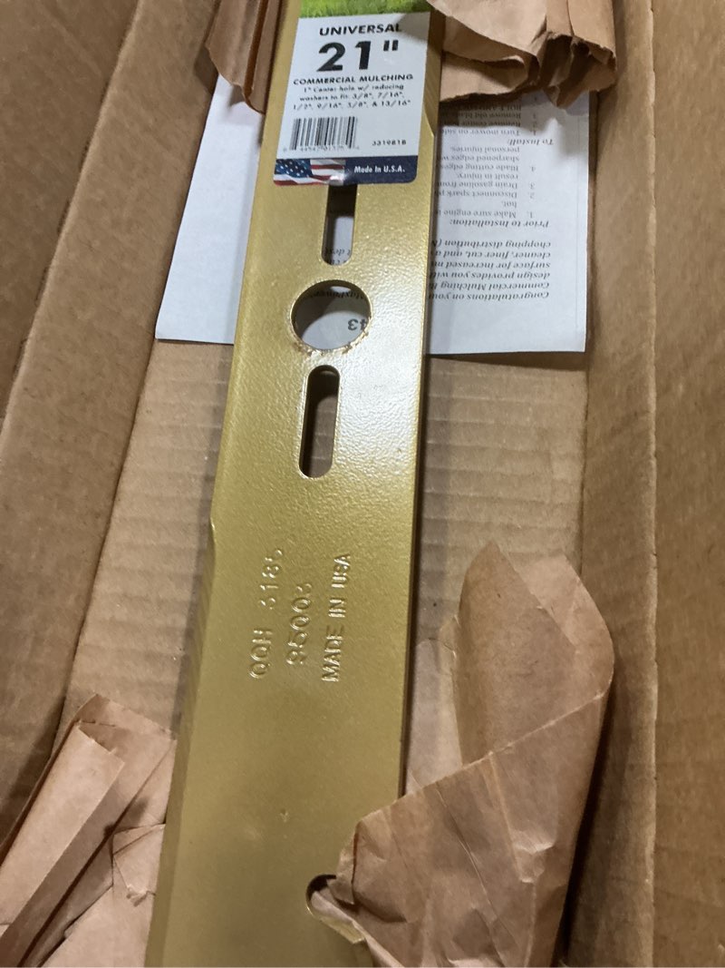 Condition photo showing New/Like New for maxpower 331981b 21-inch universal gold metal mulching lawn mower blade