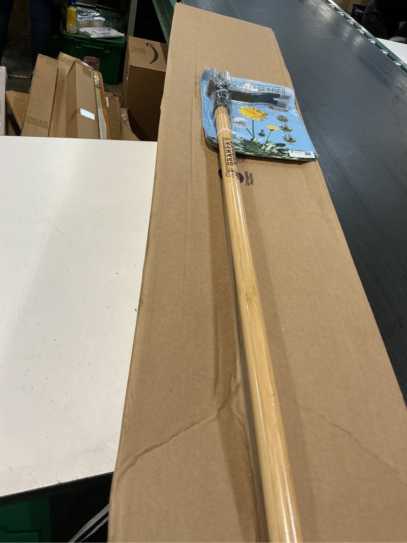 Condition photo showing Good Condition for grampa's weeder - the original stand up weed puller tool with long handle - made with real bamboo & 4-claw steel head design - easily remove weeds without bending, pulling, or kneeling.