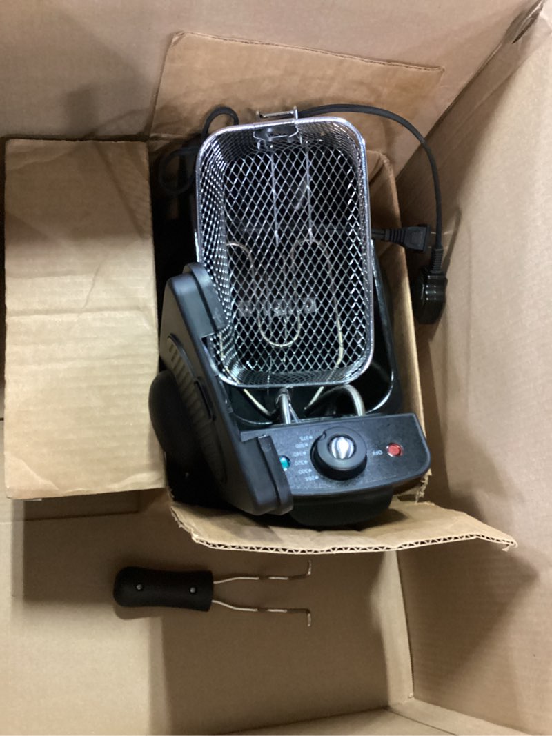 Condition photo showing As Is for Elite Gourmet EDF2100 Electric Immersion Deep Fryer Removable Basket Adjustable Temperature, Lid with Viewing Window and Odor Free Filter, 2 Quart / 8.2 cup