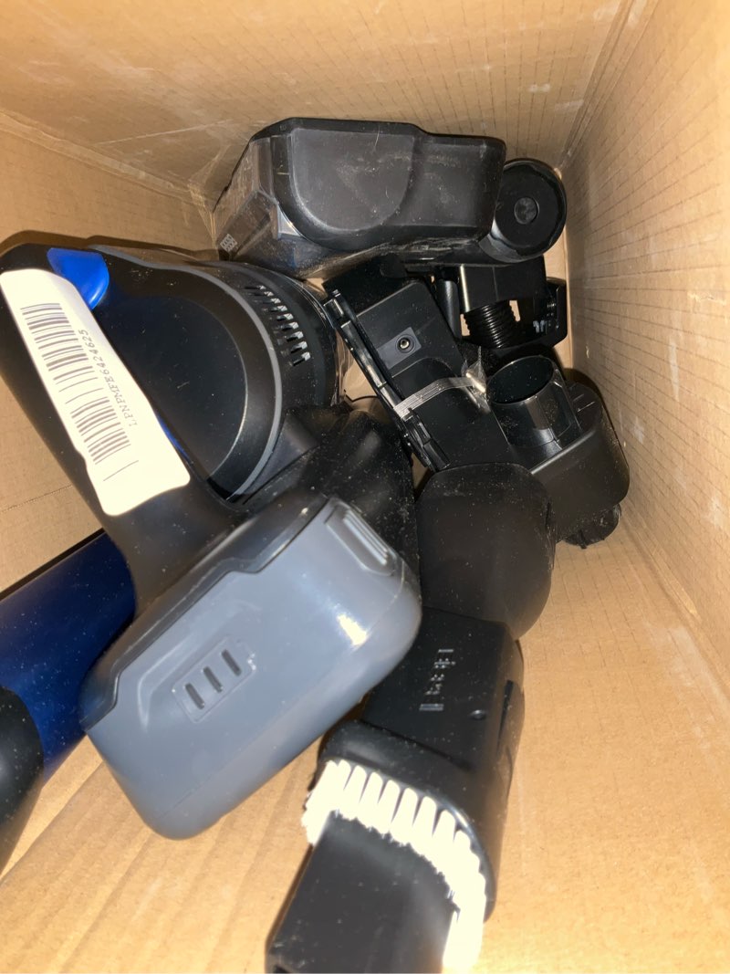 Condition photo showing As Is for bissell powerclean furfinder 200w self-standing cordless vacuum w/tangle free brush roll, strong suction, removeable battery, wall mount, upholstery tool & bright headlights
