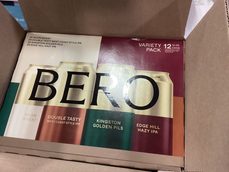 Condition photo showing New/Like New for BERO Variety Pack Non-Alcoholic Beer, Non-Alcoholic Craft Ale, Hoppy IPA Style Craft Brew, NA Beer by Tom Holland, Refreshing Alcohol Alternative Beverages for Any Occasion - Pack of 12 Variety Pack 12 Fl Oz (Pack of 12)