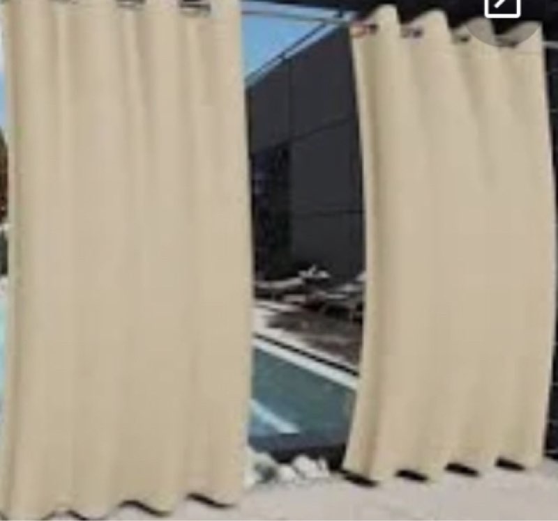 Darylle Seascapes Solid Semi-Sheer Outdoor Grommet Curtain Panels Size per Panel: 50" W x 108" L, Curtain Color: Linen