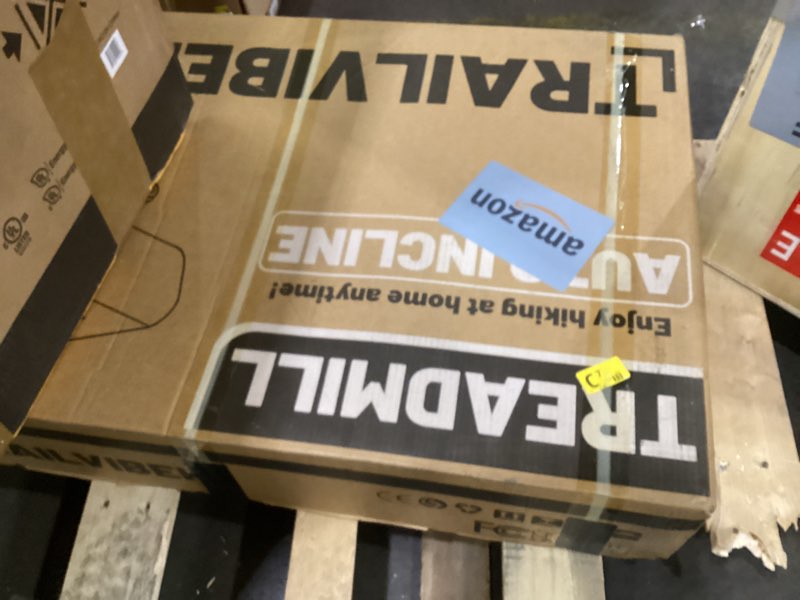 Condition photo showing As Is for trailviber walking pad treadmill with 12% 9-level auto incline, 450 lbs capacity rgb led screen, bluetooth speaker under desk treadmill, compact treadmills for home hiking