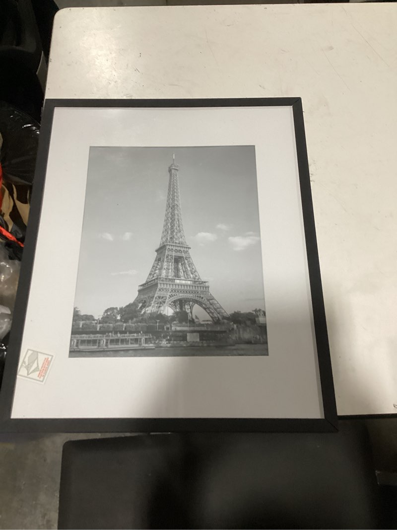 Condition photo showing New/Like New for upsimples 11x14 picture frame, display pictures 8x10 with mat or 11x14 without mat, wall hanging photo frame, black, 1 pack black 11x14