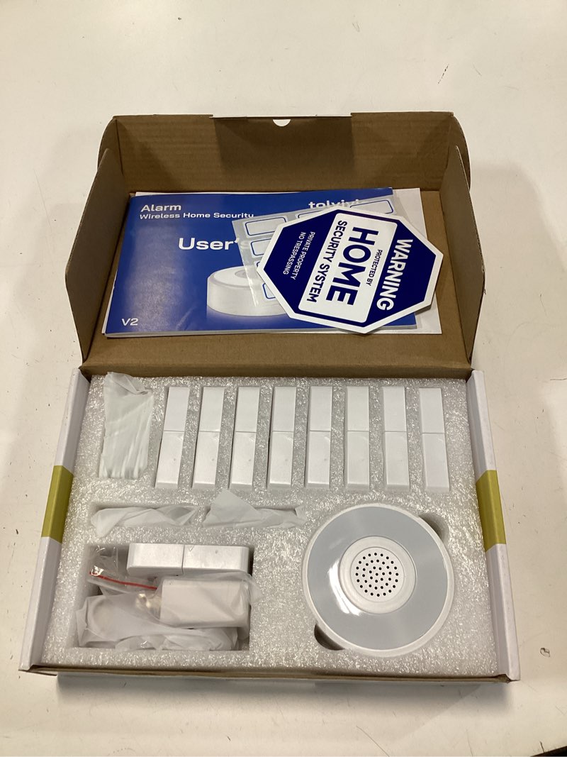 Condition photo showing New/Like New for tolviviov Home Alarm System(2nd Gen), 12 Pieces Smart Home Alarm Security System DIY No Monthly Fee, Phone Alert, Alarm Siren, Door/Window Sensors, Remotes, Work with Alexa, for House Apartment Office C-12pack