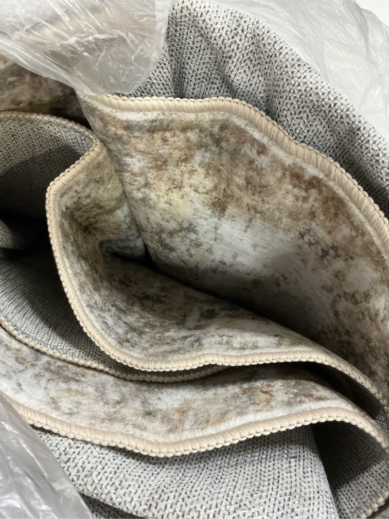Condition photo showing Good Condition for Washable Area Rugs 5'x7' Non-Slip Modern Abstract Soft for Living Room Entryway Bedroom Nursery, Print Pattern, Neutral Brown Gray Gray/Neutral Brown 5' x 7' (Rectangular)